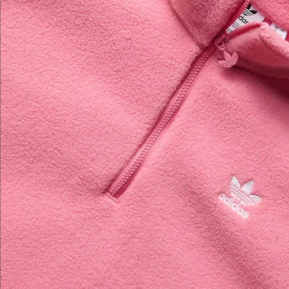 adidas Originals  quarter zip fleece sweatshirt in hazy rose - Picture 3 of 6